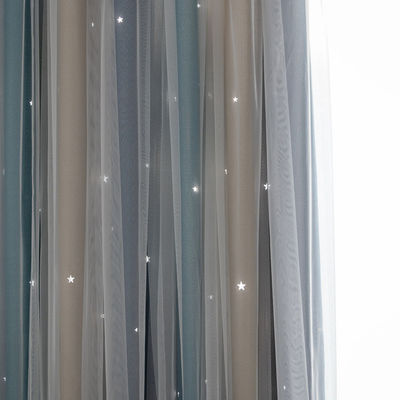 أقمشة ستائر بوليستر ناعمة متدرجة اللون مثبطات اللهب