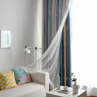 أقمشة ستائر بوليستر ناعمة متدرجة اللون مثبطات اللهب