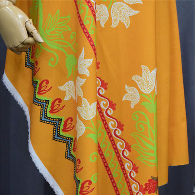 أزرق أحمر أصفر البوليستر الرقمية المطبوعة النسيج زهرة ملونة للملابس الجاهزة